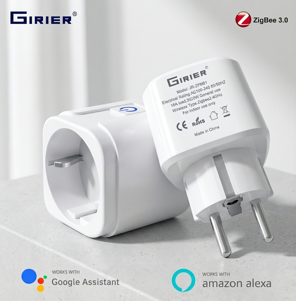 Prise Connectée GIRIER ZigBee 16A avec Suivi de Consommation | Compatible Alexa & Google Home