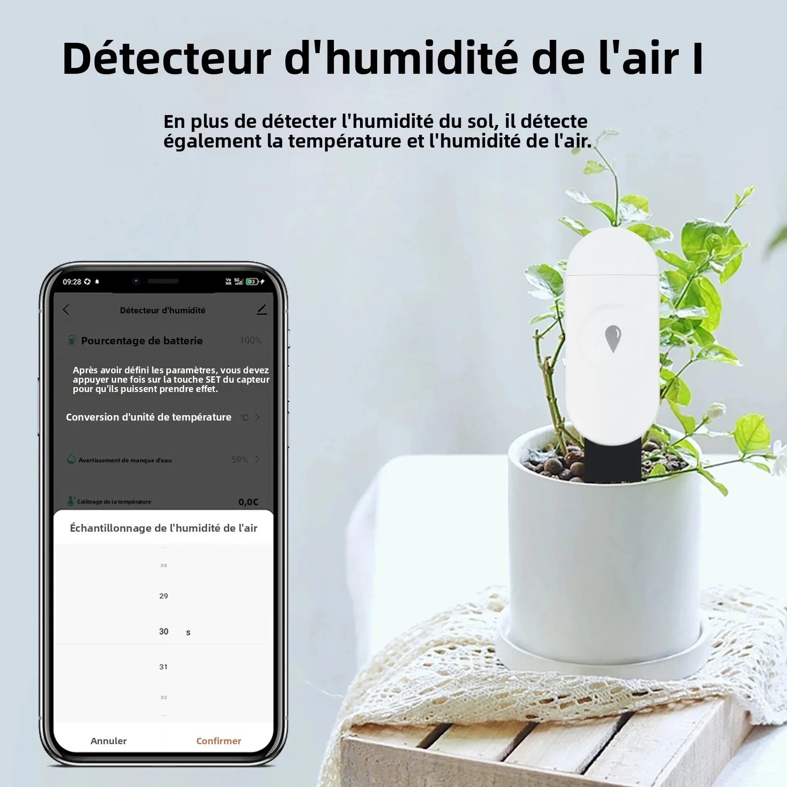 Capteur d'Humidité du Sol Zigbee Tuya - Détecteur Température et Humidité Intelligent - Moniteur Temps Réel - Compatible Home Assistant Z2
