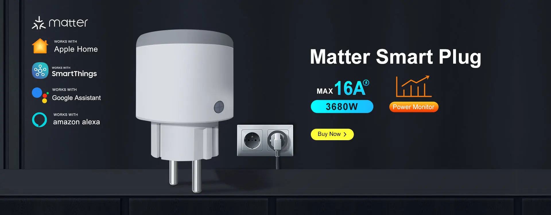 Prise Connectée GIRIER ZigBee 16A avec Suivi de Consommation | Compatible Alexa & Google Home